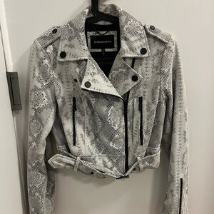 BCBGMAXAZRIA Melanie Moto Snake Print Jacket - Gray